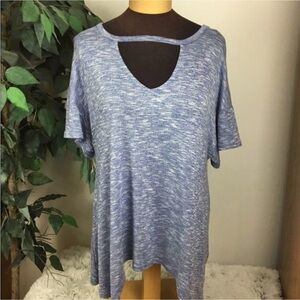 JUICY Couture‎ short sleeve tee Woman’s Medium cutout shark bite Blue/wh…